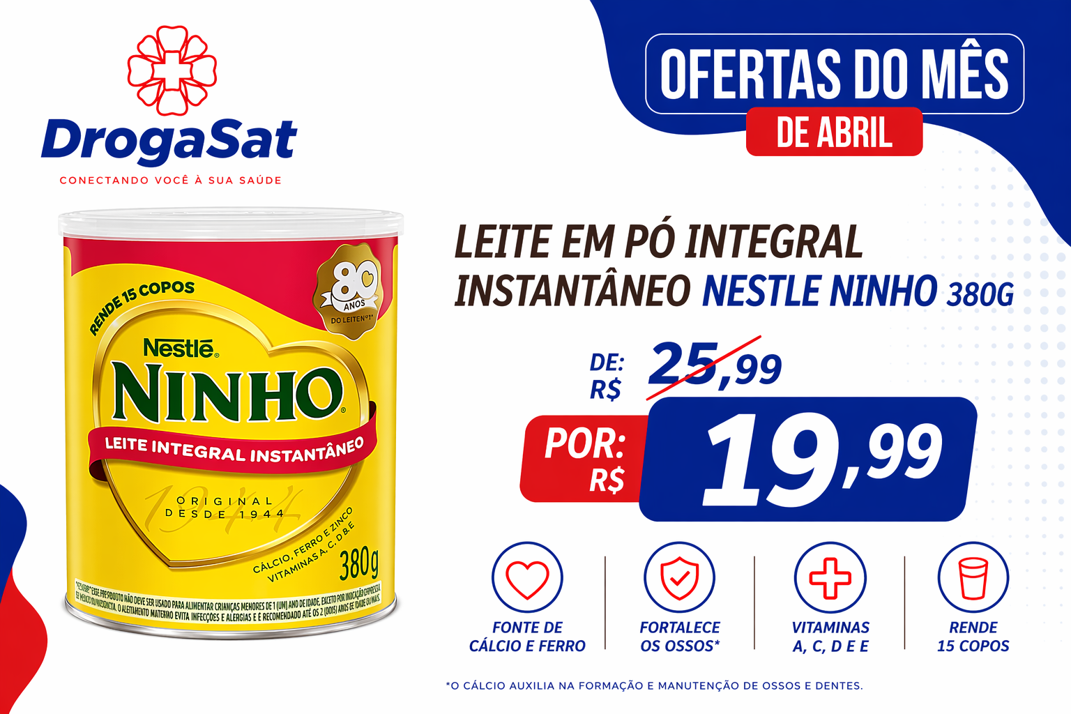 Oferta do Leite em Pó Integral Instantâneo Nestlé Ninho 380g